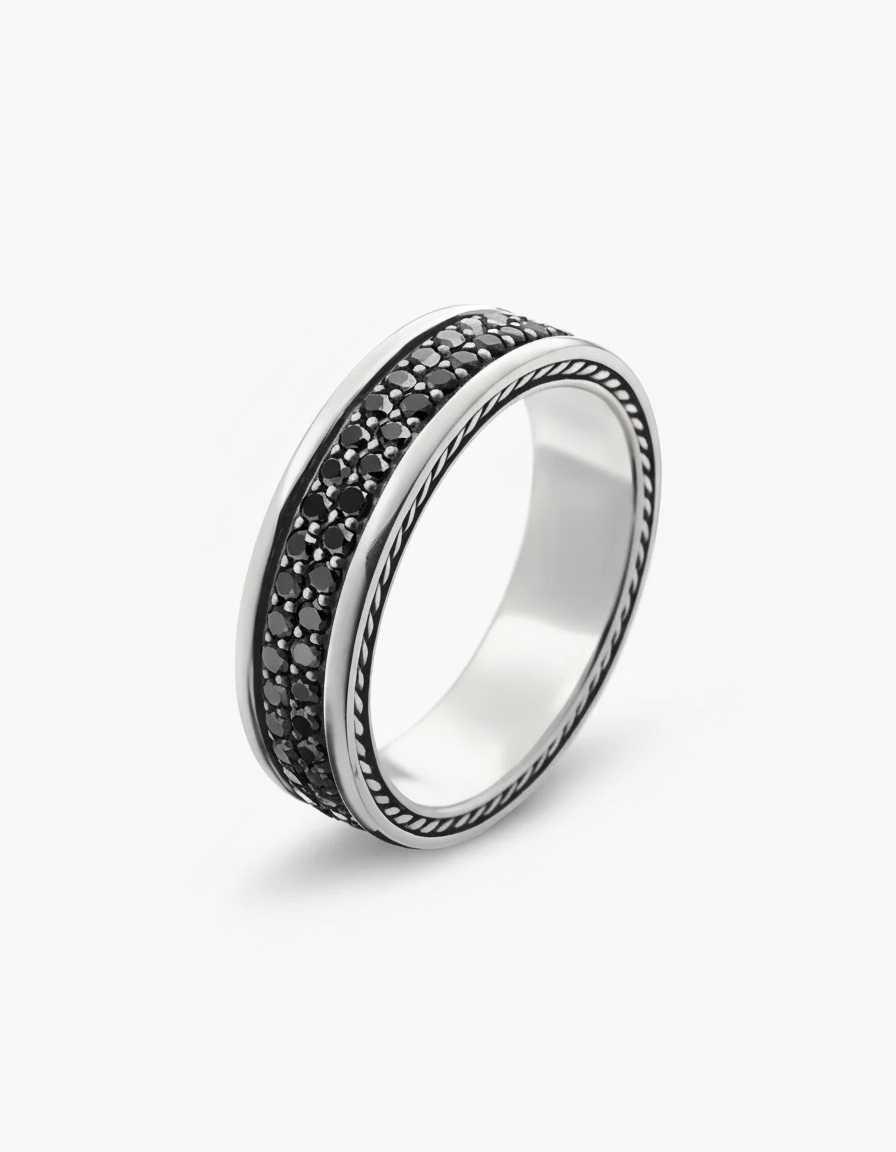 The Valor Band (2 Row Black Diamond Eternity Ring), view 5