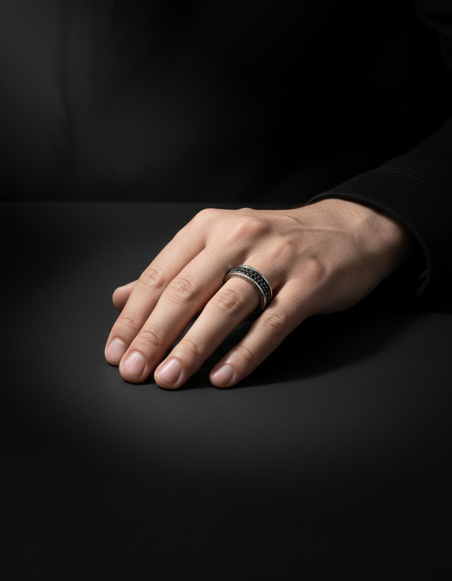 The Valor Band (2 Row Black Diamond Eternity Ring), view 4