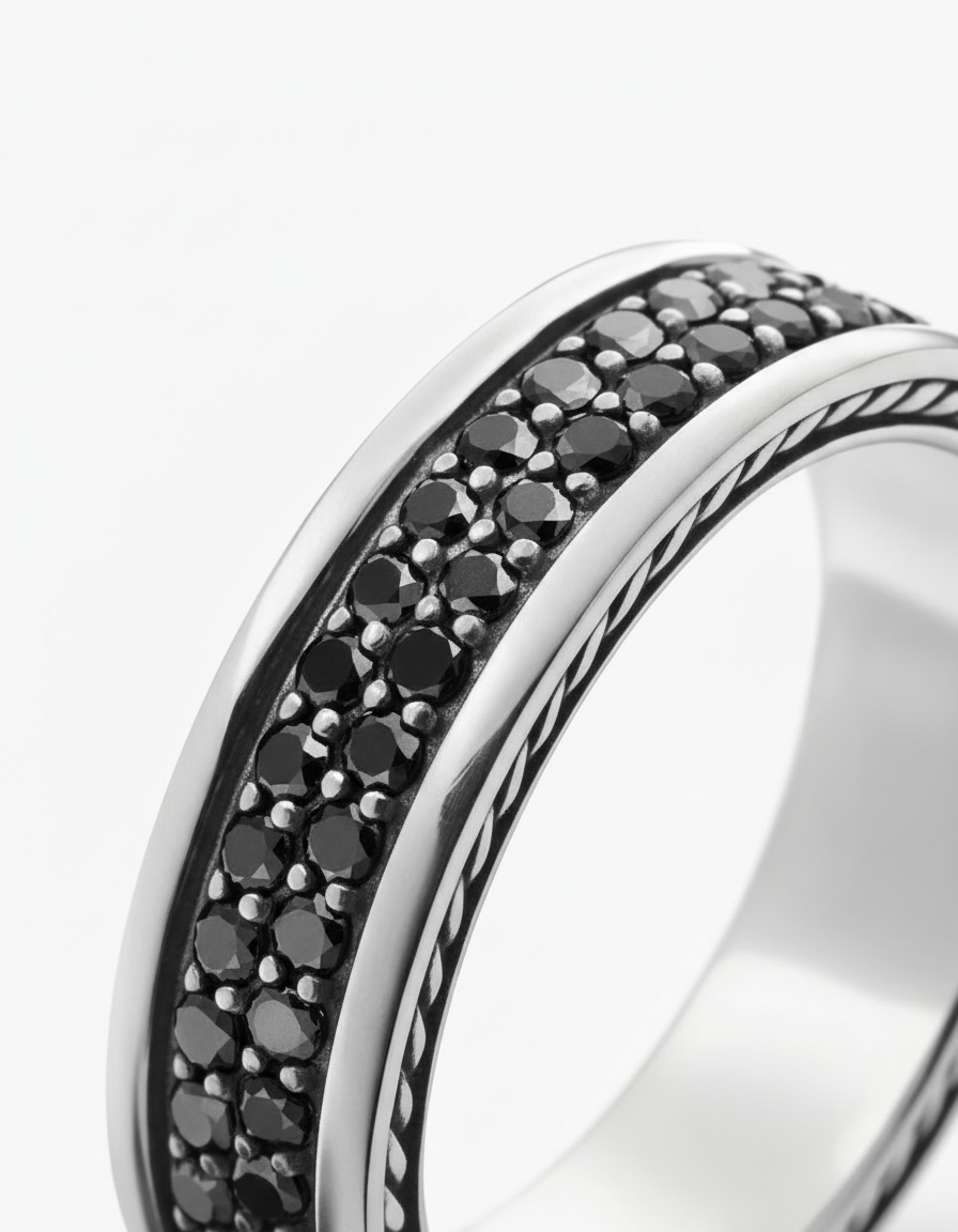 The Valor Band (2 Row Black Diamond Eternity Ring), view 6