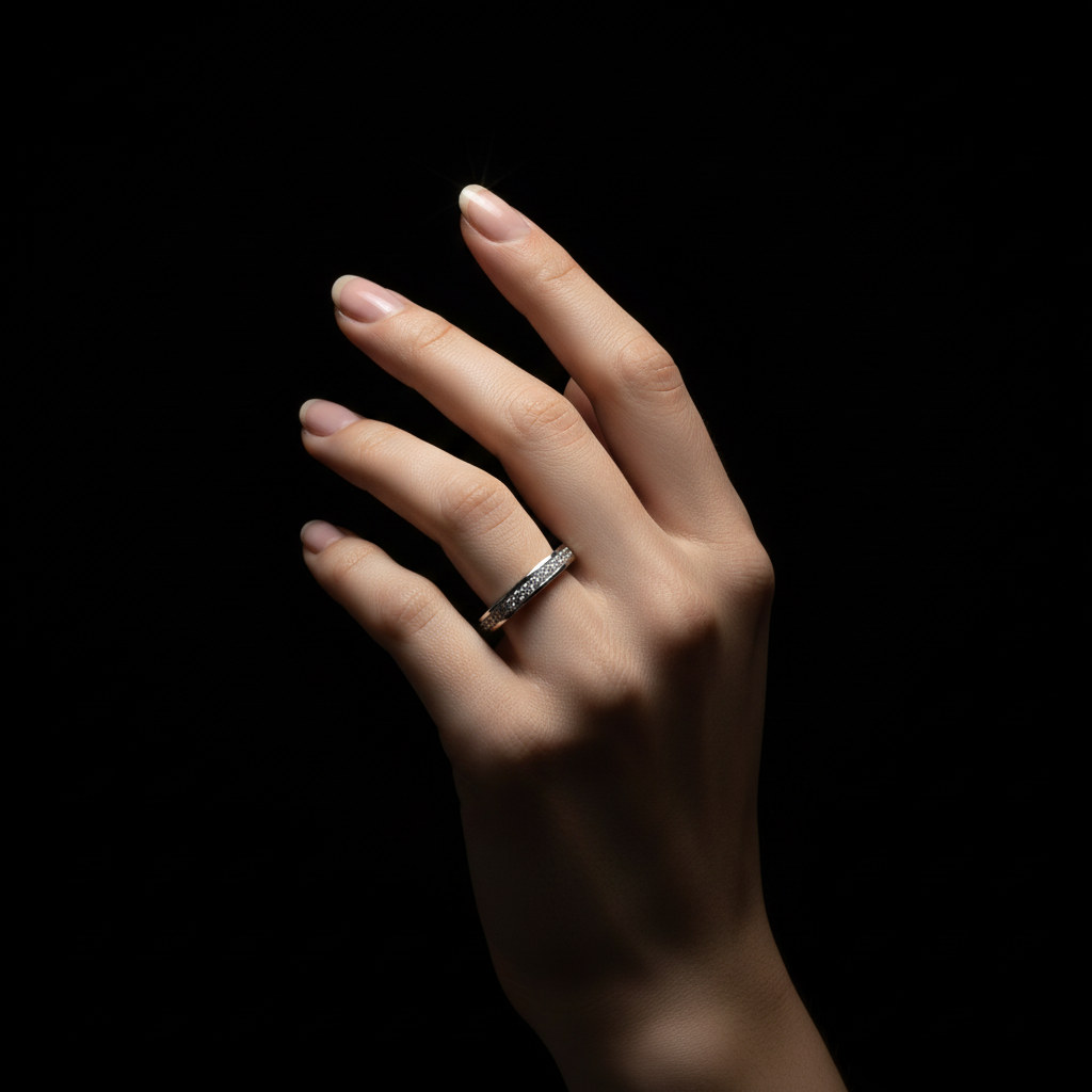 The Virtue Ring (1 Row White Diamond Eternity Ring), view 5