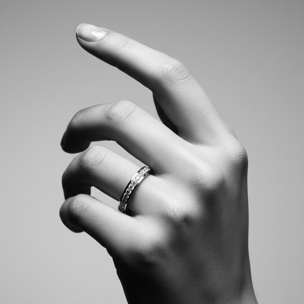 The Virtue Ring (1 Row White Diamond Eternity Ring), view 3